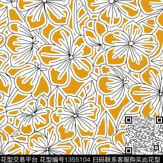 几何花卉抽象花卉花卉传统印花花型下载（图片编号: 1355104） - 瓦栏（Walan）
