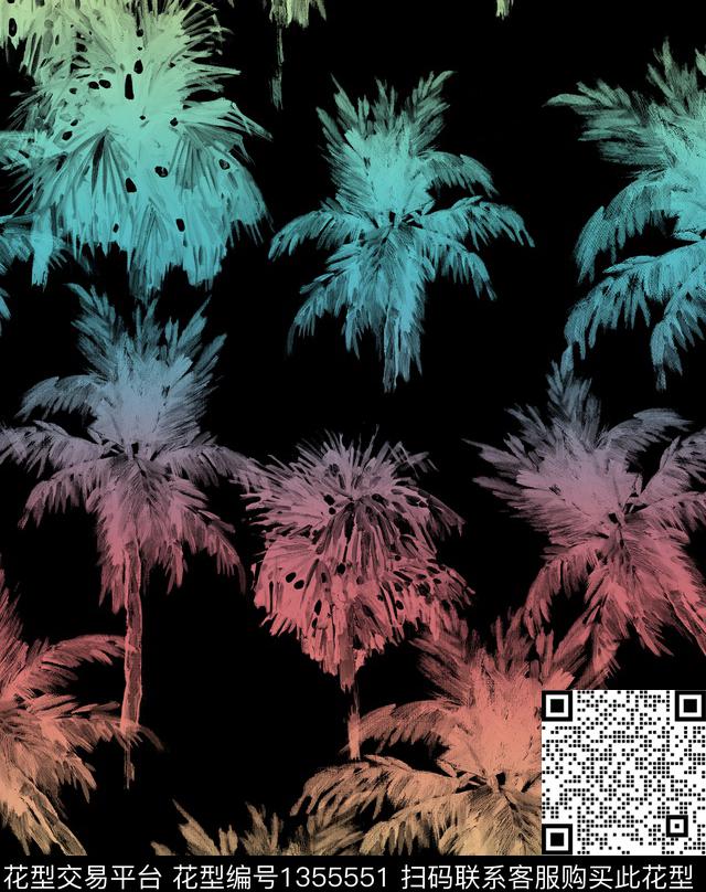 background的副本.jpg - 1355551 - 椰子树 棕榈树 植物 - 数码印花花型 － 男装花型设计 － 瓦栏