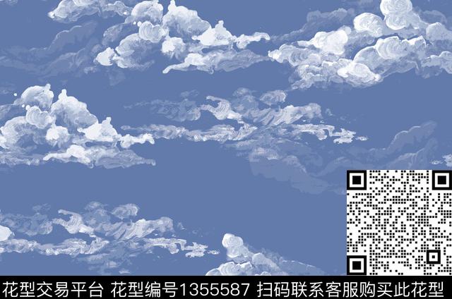 yunnnnok的副本.jpg - 1355587 - 手绘 风景景观 天空 - 数码印花花型 － 男装花型设计 － 瓦栏