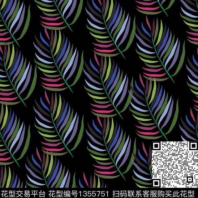 几何植物艺术效果传统印花花型下载（图片编号: 1355751） - 瓦栏（Walan）