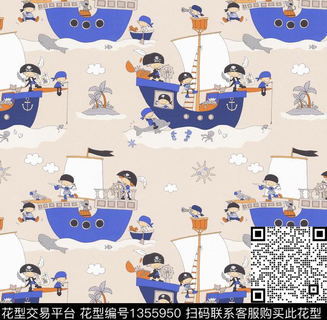 46.jpg - 1355950 - 帆船 童装 卡通动物 - 数码印花花型 － 童装花型设计 － 瓦栏