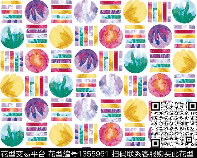 线条朋克大牌风数码印花花型下载（图片编号: 1355961） - 瓦栏（Walan）