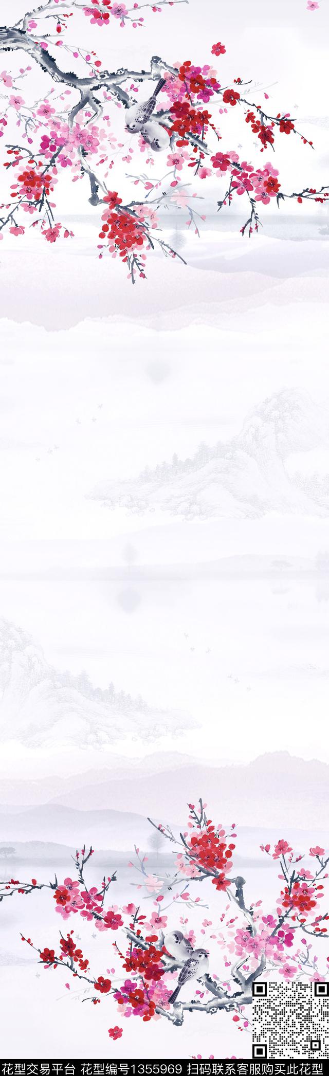树林数码花型风景景观数码印花花型下载（图片编号: 1355969） - 瓦栏（Walan）