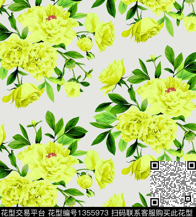 窗帘数码花型水墨风数码印花花型下载（图片编号: 1355973） - 瓦栏（Walan）