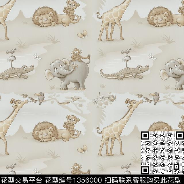 24.jpg - 1356000 - 大象 卡通动物 卡通 - 数码印花花型 － 童装花型设计 － 瓦栏