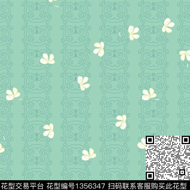 guih.jpg - 1356347 - 田园 几何花卉 传统纹样 - 传统印花花型 － 女装花型设计 － 瓦栏