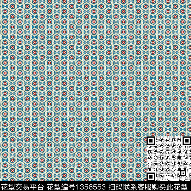 13.jpg - 1356553 - 几何 格子 扎染花型 - 传统印花花型 － 长巾花型设计 － 瓦栏