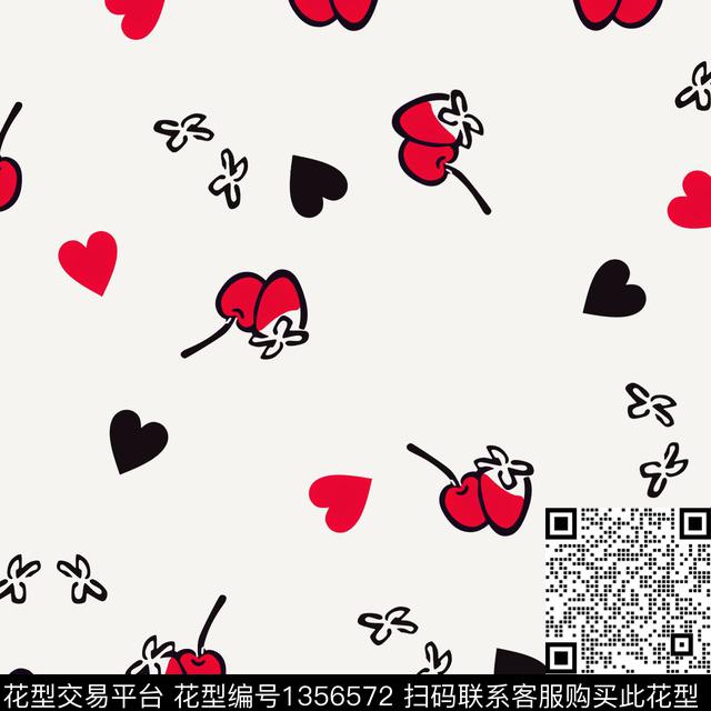 几何水果爱心传统印花花型下载（图片编号: 1356572） - 瓦栏（Walan）