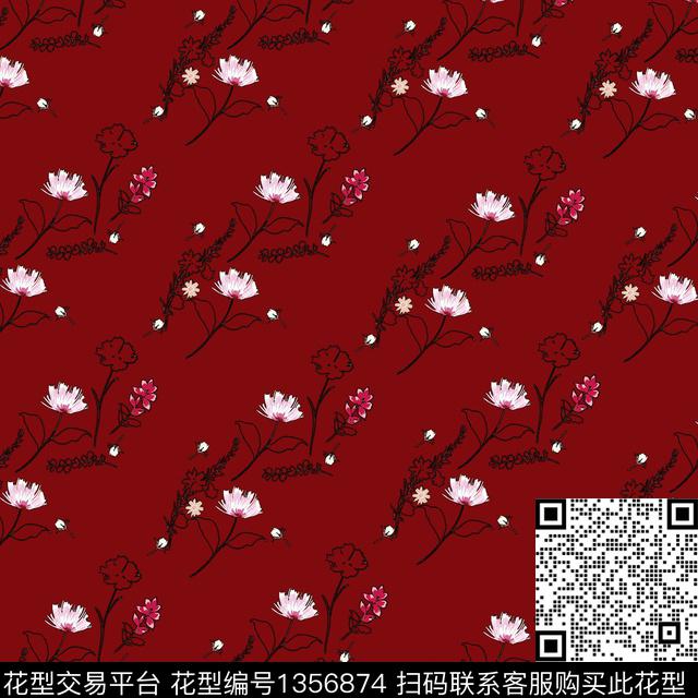 200831.jpg - 1356874 - 线条画 花卉 大牌风 - 传统印花花型 － 女装花型设计 － 瓦栏