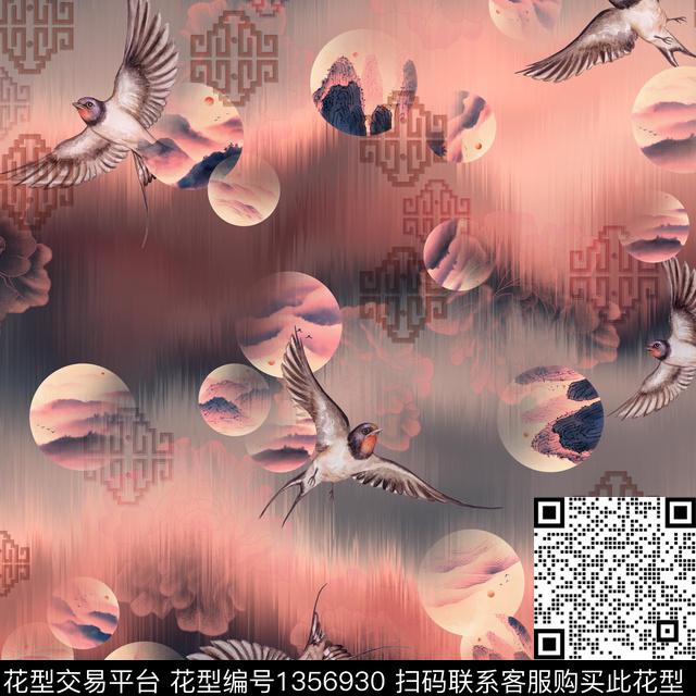 200831风景波点回路.jpg - 1356930 - 民族风 休闲 中国 - 数码印花花型 － 女装花型设计 － 瓦栏