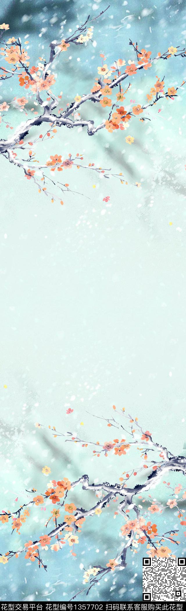 树林数码花型风景景观数码印花花型下载（图片编号: 1357702） - 瓦栏（Walan）