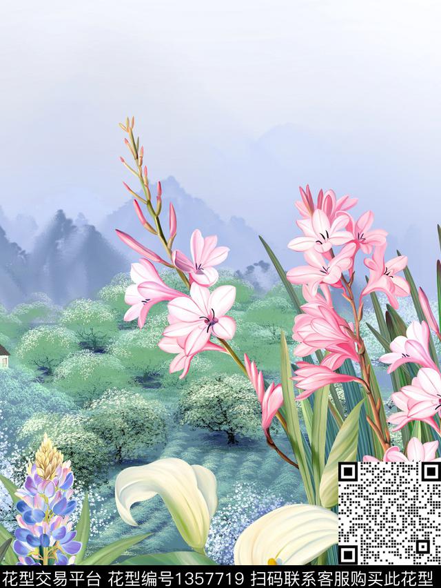 数码花型男装风景景观数码印花花型下载（图片编号: 1357719） - 瓦栏（Walan）