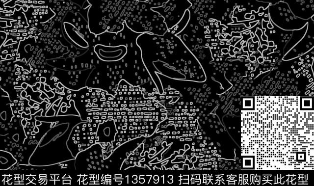 SA 0151-B.jpg - 1357913 - 线条 黑底花卉 小碎花 - 传统印花花型 － 女装花型设计 － 瓦栏