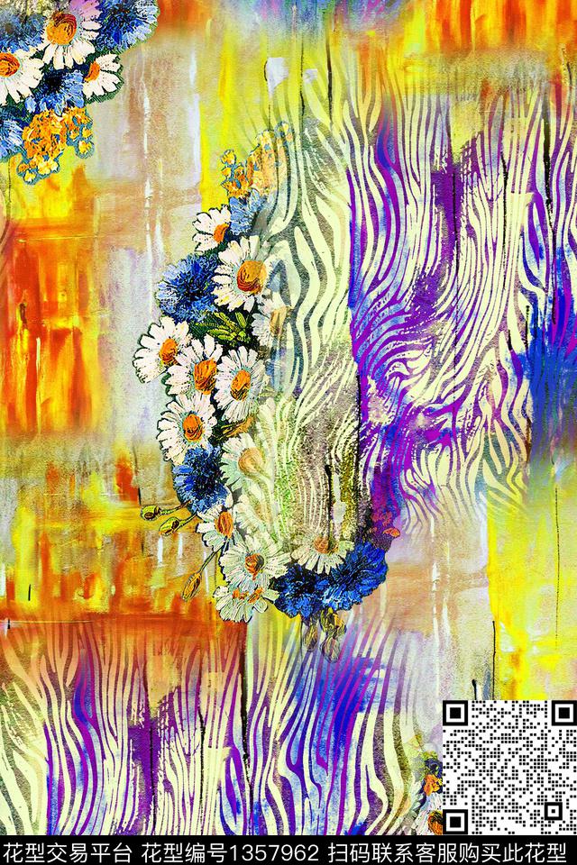 CM75-1.jpg - 1357962 - 艺术豹纹 小花满版 油画底纹 - 数码印花花型 － 女装花型设计 － 瓦栏