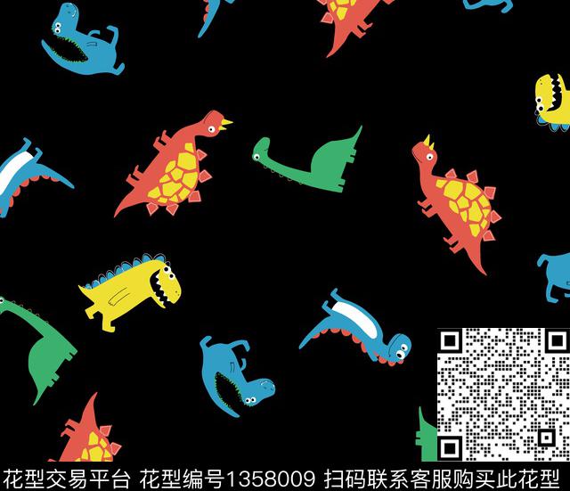 玩具恐龙卡通动物传统印花花型下载（图片编号: 1358009） - 瓦栏（Walan）