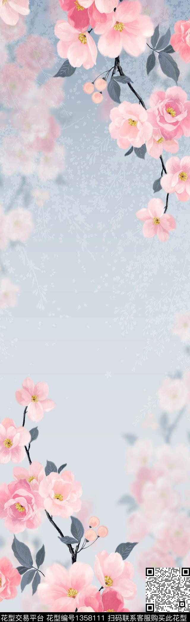 数码花型手绘花卉水彩花卉数码印花花型下载（图片编号: 1358111） - 瓦栏（Walan）
