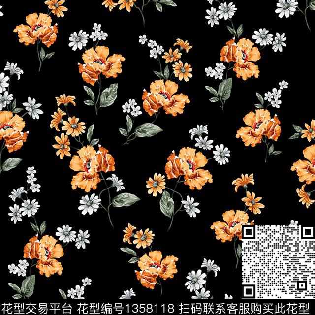 JXSJ090320.jpg - 1358118 - 花卉 满版散花 小碎花 - 传统印花花型 － 女装花型设计 － 瓦栏