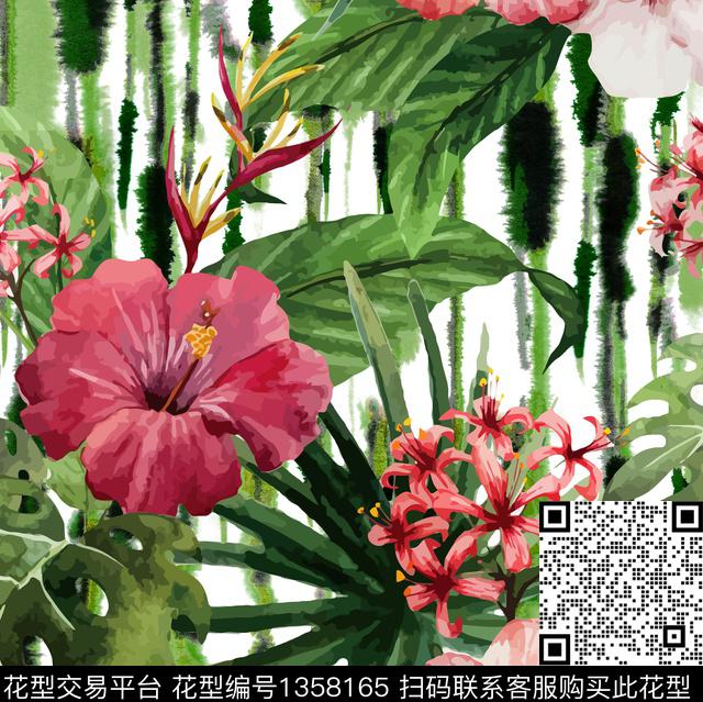 SA 0135.jpg - 1358165 - 春夏花型 大牌风 热带花型 - 数码印花花型 － 女装花型设计 － 瓦栏