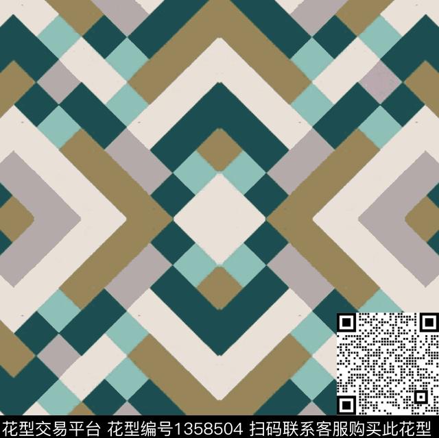 几何格子传统印花花型下载（图片编号: 1358504） - 瓦栏（Walan）