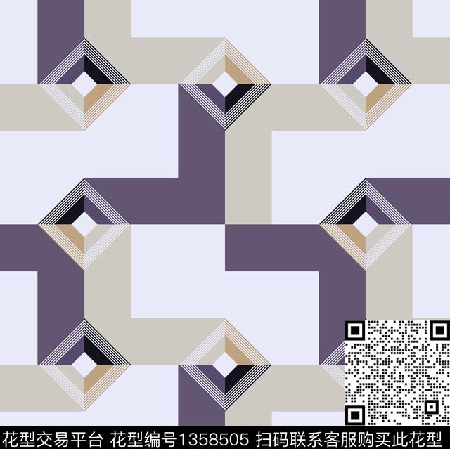 几何格子传统印花花型下载（图片编号: 1358505） - 瓦栏（Walan）