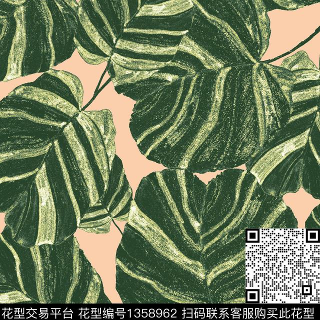 4.jpg - 1358962 - 深圳 绿植树叶 动物 - 传统印花花型 － 女装花型设计 － 瓦栏