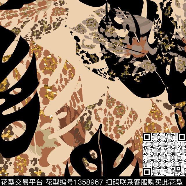 9.jpg - 1358967 - 深圳 绿植树叶 动物 - 传统印花花型 － 女装花型设计 － 瓦栏