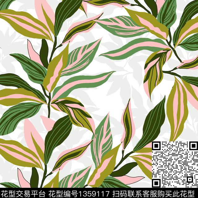 绿植树叶大牌风传统印花花型下载（图片编号: 1359117） - 瓦栏（Walan）