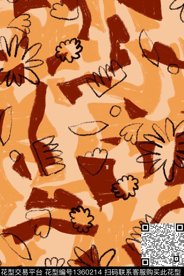 几何线条笔触传统印花花型下载（图片编号: 1360214） - 瓦栏（Walan）
