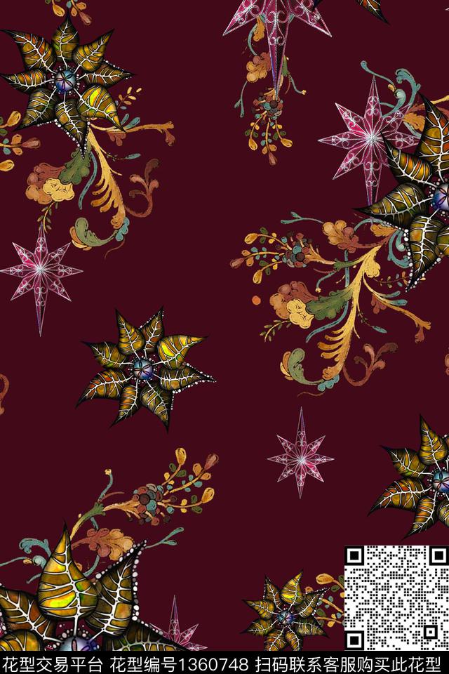 dear-20258.jpg - 1360748 - 花卉 旗袍 香云纱 - 数码印花花型 － 女装花型设计 － 瓦栏