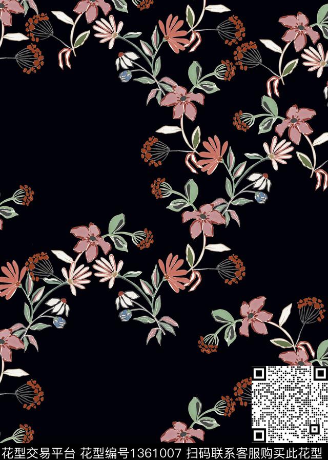 20200906.jpg - 1361007 - 黑底花卉 花卉 水彩花卉 - 数码印花花型 － 女装花型设计 － 瓦栏