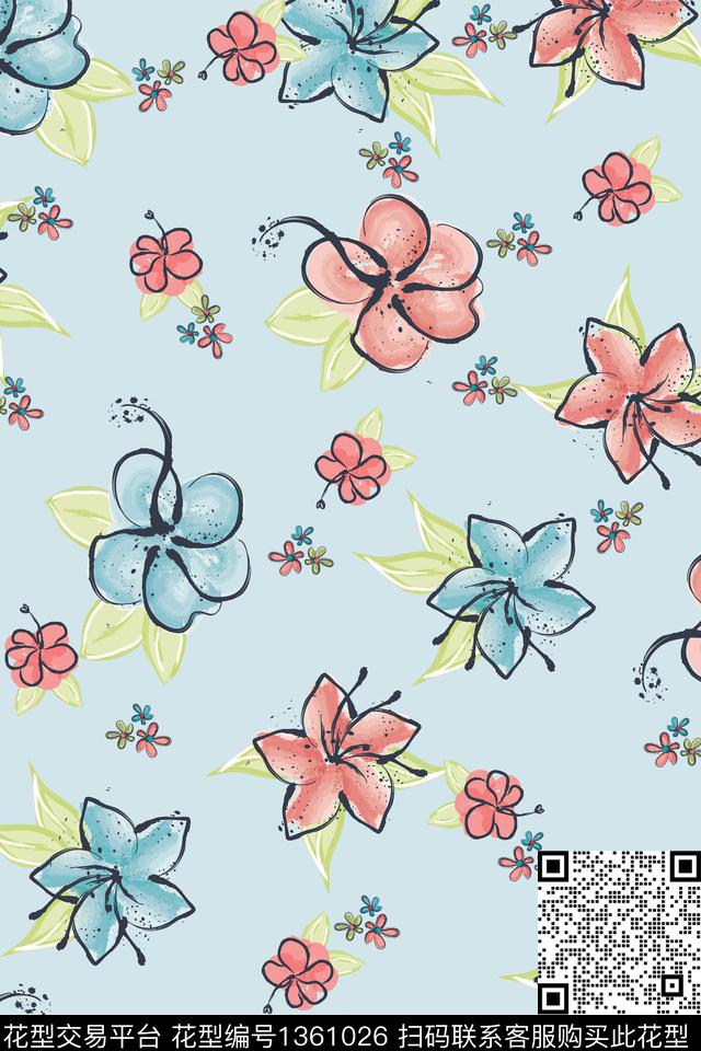 花卉030.jpg - 1361026 - 鲜花 花卉 花瓣 - 数码印花花型 － 女装花型设计 － 瓦栏