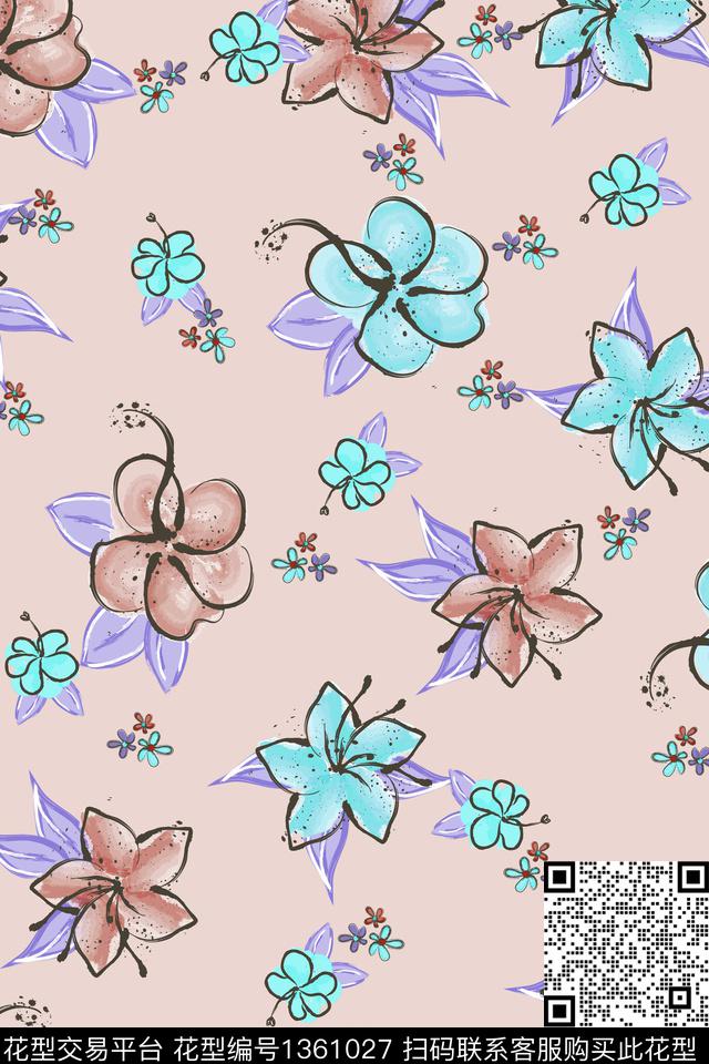 花卉030-2.jpg - 1361027 - 鲜花 花卉 花瓣 - 数码印花花型 － 女装花型设计 － 瓦栏