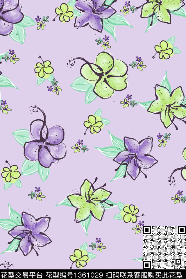 花卉030-4.jpg - 1361029 - 鲜花 花卉 花瓣 - 数码印花花型 － 女装花型设计 － 瓦栏
