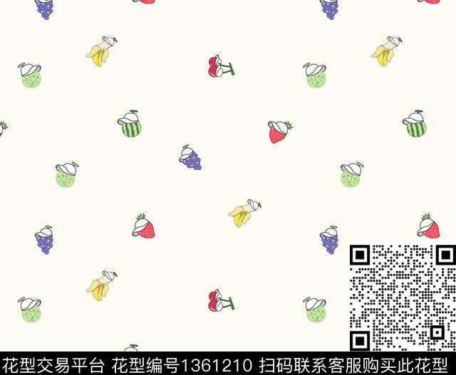 可爱水果.jpg - 1361210 - 水果 可爱 大牌风 - 传统印花花型 － 童装花型设计 － 瓦栏