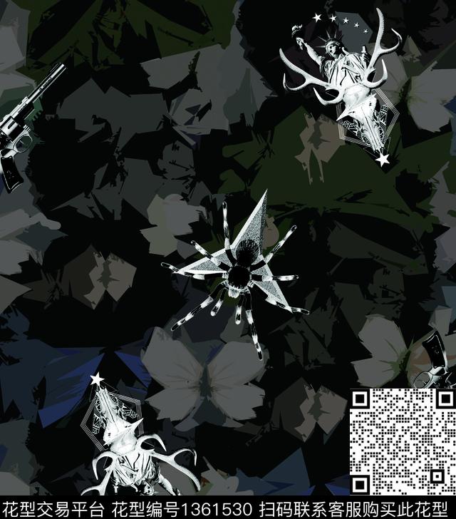 73.jpg - 1361530 - 迷彩 鸟/昆虫 肌理纹 - 数码印花花型 － 男装花型设计 － 瓦栏