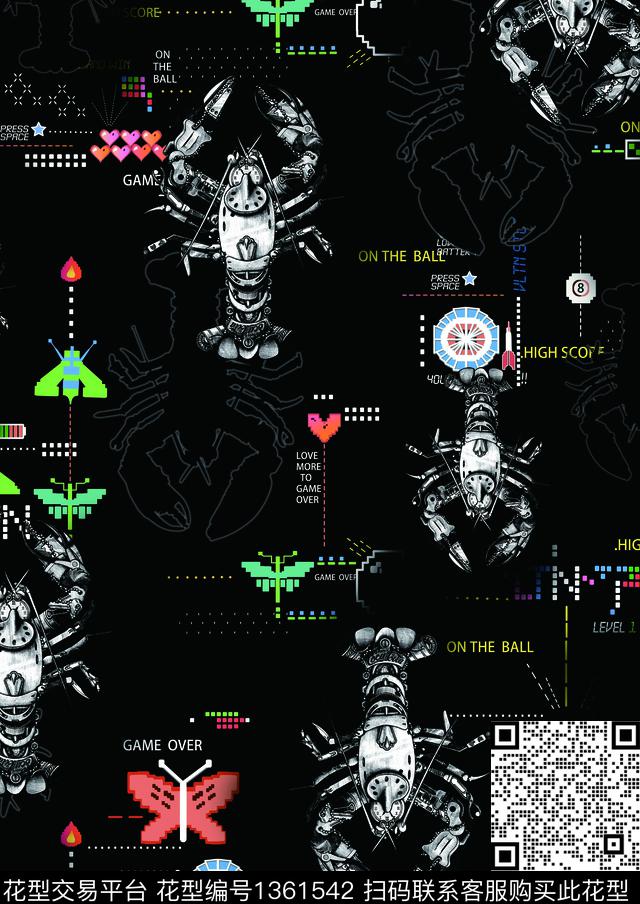 85.jpg - 1361542 - 花卉蝴蝶 字母 蜻蜓 - 数码印花花型 － 男装花型设计 － 瓦栏