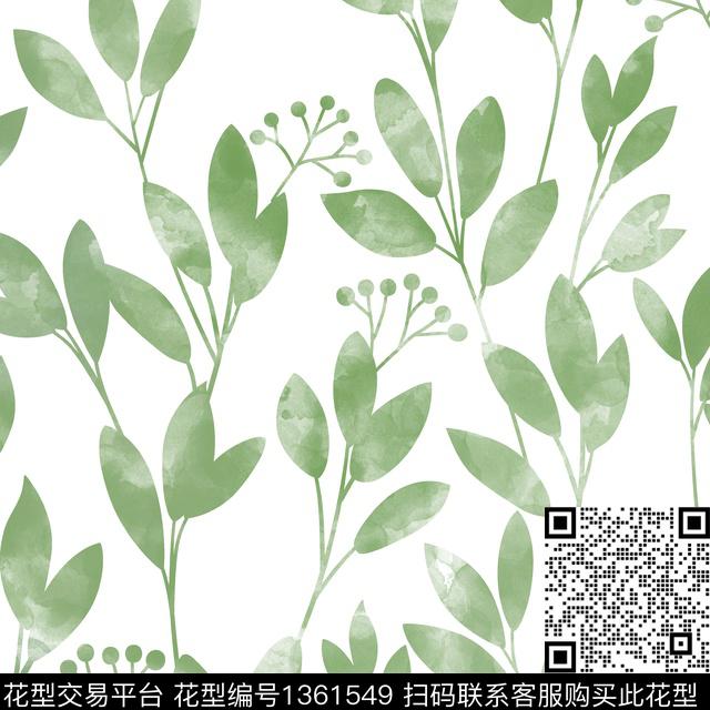 9111.jpg - 1361549 - 肌理 绿植树叶 笔触 - 数码印花花型 － 女装花型设计 － 瓦栏