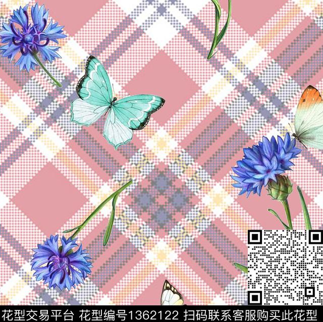 格子1.jpg - 1362122 - 格子 数码花型 花卉 - 数码印花花型 － 女装花型设计 － 瓦栏