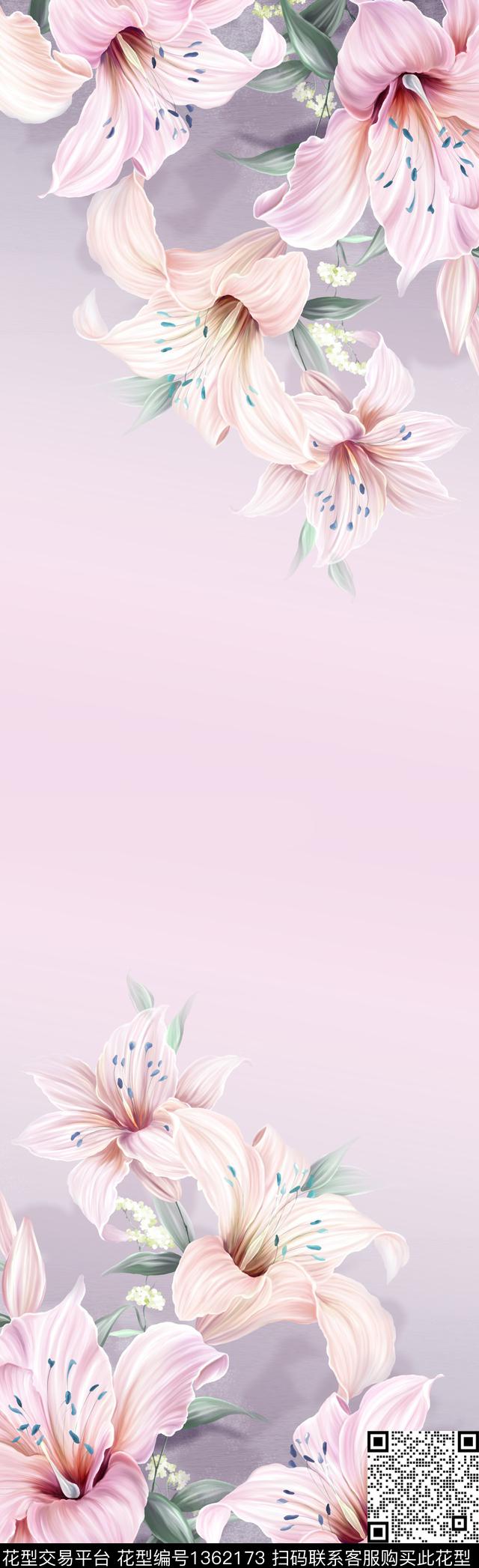 2020-9-72.jpg - 1362173 - 数码花型 手绘花卉 水彩花卉 - 数码印花花型 － 长巾花型设计 － 瓦栏