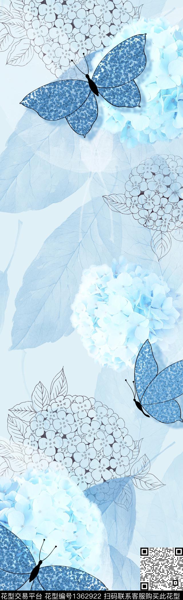 2020-9-78.jpg - 1362922 - 数码花型 手绘花卉 水彩花卉 - 数码印花花型 － 长巾花型设计 － 瓦栏
