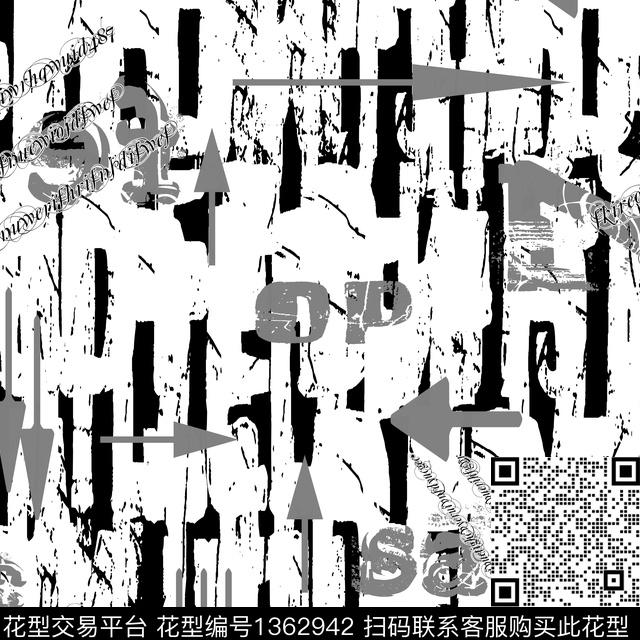 20200913-3-1.jpg - 1362942 - 几何 字母 纸印花 - 传统印花花型 － 男装花型设计 － 瓦栏