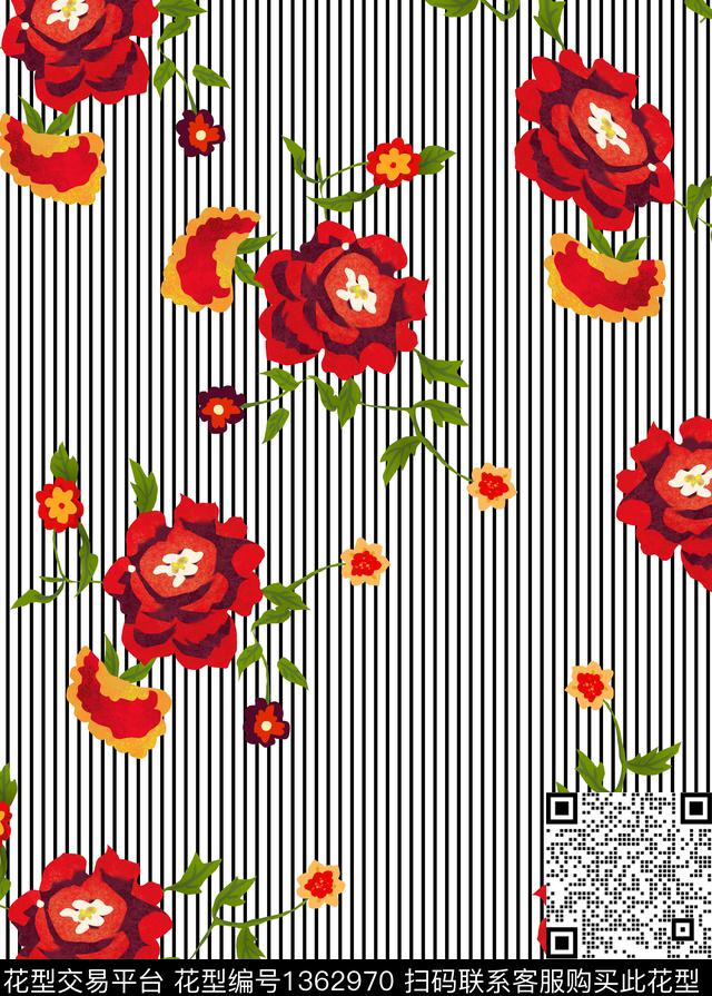 085.jpg - 1362970 - 几何 数码花型 花卉 - 数码印花花型 － 女装花型设计 － 瓦栏