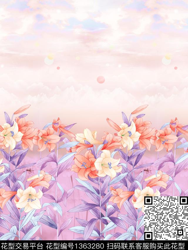 数码花型花卉手绘花卉数码印花花型下载（图片编号: 1363280） - 瓦栏（Walan）