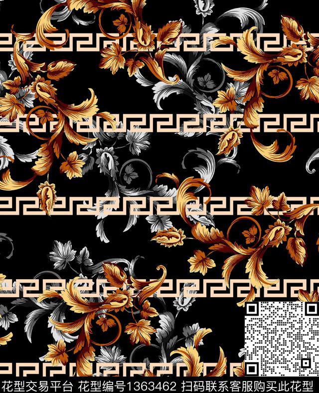 87.jpg - 1363462 - 抽象 欧洲 回字纹 - 数码印花花型 － 男装花型设计 － 瓦栏