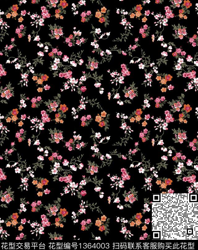 w-31989a.jpg - 1364003 - 雪纺 花瓣 小碎花 - 传统印花花型 － 女装花型设计 － 瓦栏