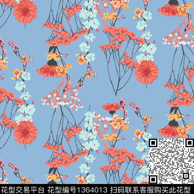 w-32022a.jpg - 1364013 - 花卉 百合 雪纺 - 传统印花花型 － 女装花型设计 － 瓦栏