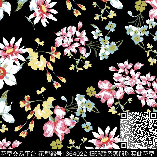 w-32044a.jpg - 1364022 - 花卉 百合 小碎花 - 传统印花花型 － 女装花型设计 － 瓦栏
