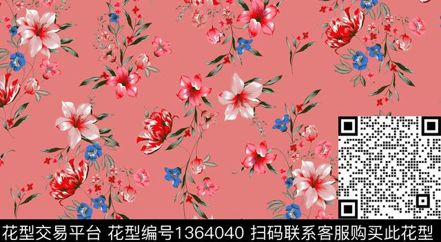 w-32085a.jpg - 1364040 - 四叶草 绿植树叶 花卉 - 传统印花花型 － 女装花型设计 － 瓦栏