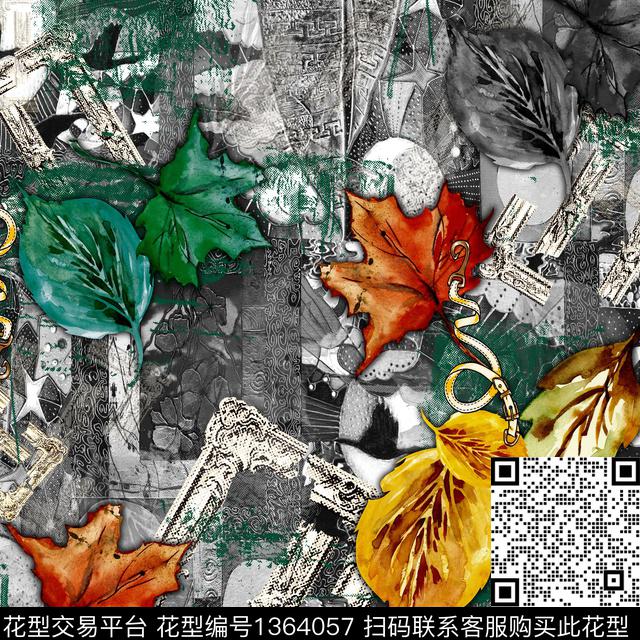 d5-A.jpg - 1364057 - 复古 抽象男装 大牌风 - 数码印花花型 － 男装花型设计 － 瓦栏