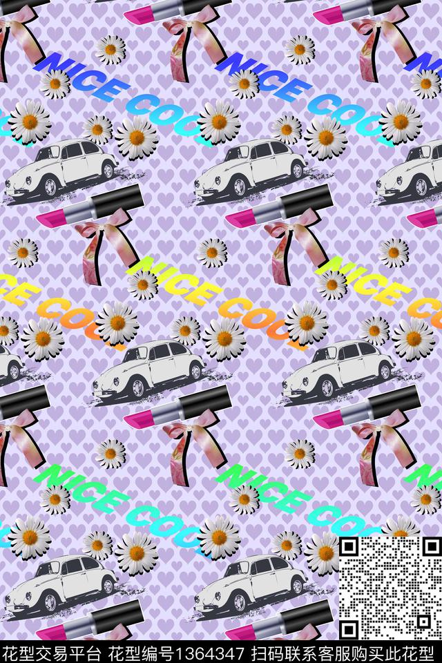200919汽车回路紫色.jpg - 1364347 - 内衣 大牌风 休闲 - 数码印花花型 － 女装花型设计 － 瓦栏